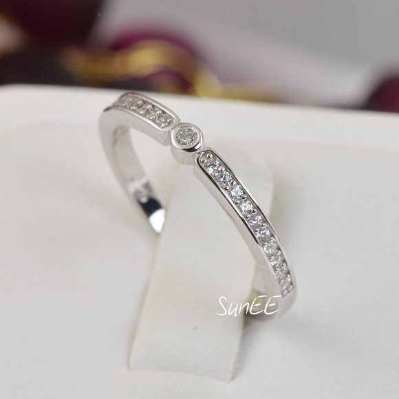 Real 925 Ascher Cut Wedding Engagement Ring Set - Picture 4 of 5